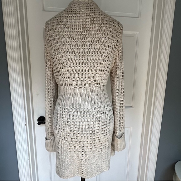Savida open knit stitch long cardigan or duster size small. Waist buckle - Picture 4 of 8